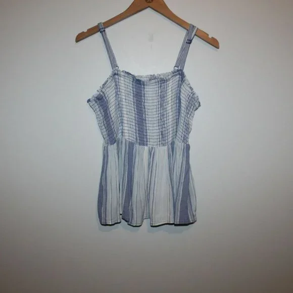 Torrid Blue Striped Gauze Smocked Cami Blue Top Women's Plus Size 1 1X H12385 - Picture 3 of 11